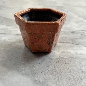 Vintage Orange Chippy‎ Planter Octagon for Plants
